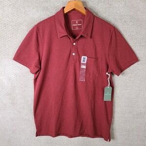 Mutual Weave Shirt Mens L‎ Red Polo Brick Heather Cotton Blend Short Sleeve NEW